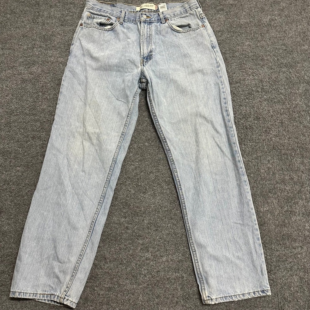 Levi 550 Jeans Mens Size 36 Light Wash Relaxed Fit Tapered Leg Cotton Denim Good
